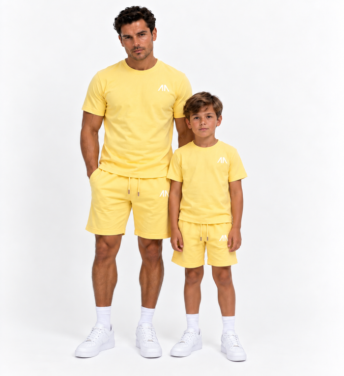 Vater + Sohn Essential Lounge Set – Hellgelb (2 Sets)