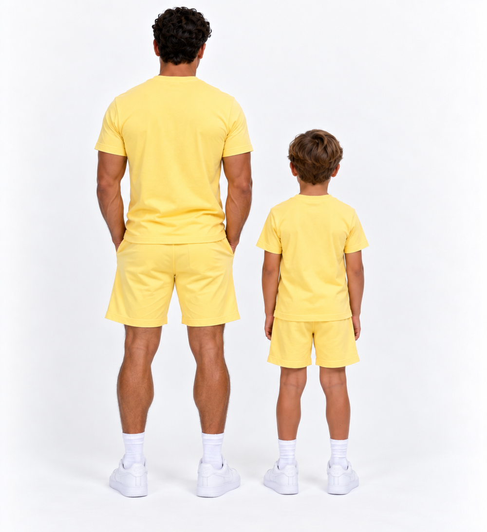 Vater + Sohn Essential Lounge Set – Hellgelb (2 Sets)