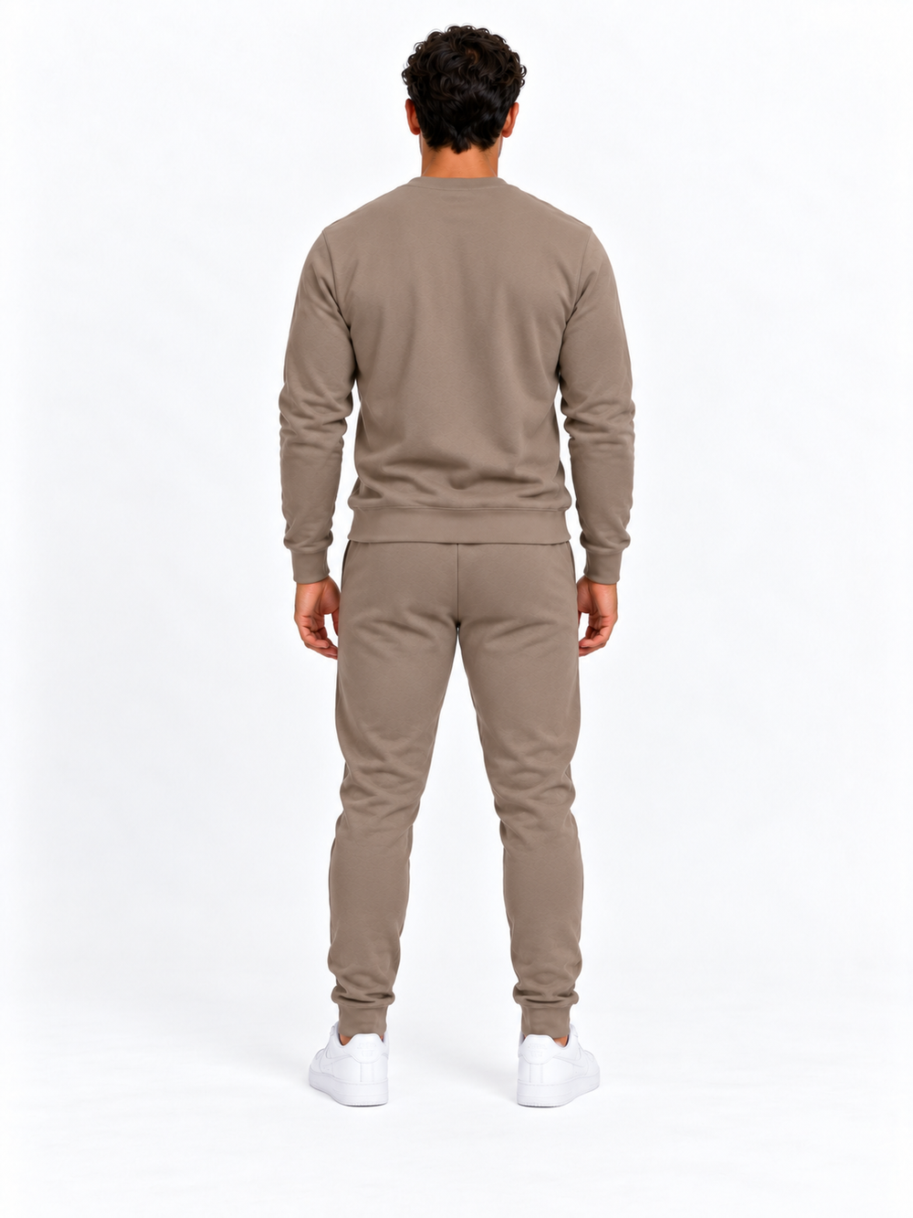 Heren trainingspak taupe, achterkant