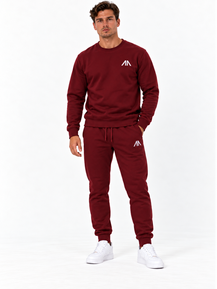 Heren trainingspak bordeaux, voorkant