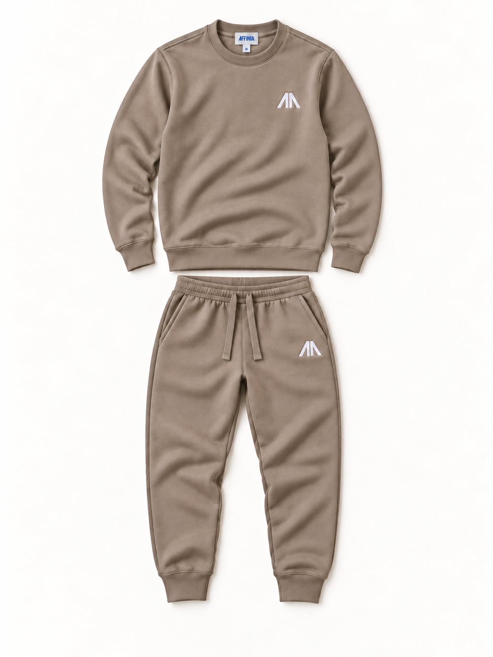 Flat lay heren trainingspak taupe