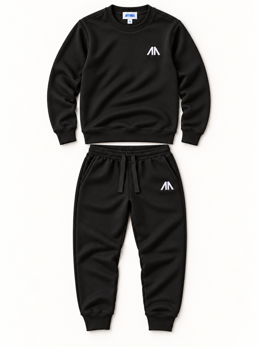 Flat lay heren trainingspak zwart