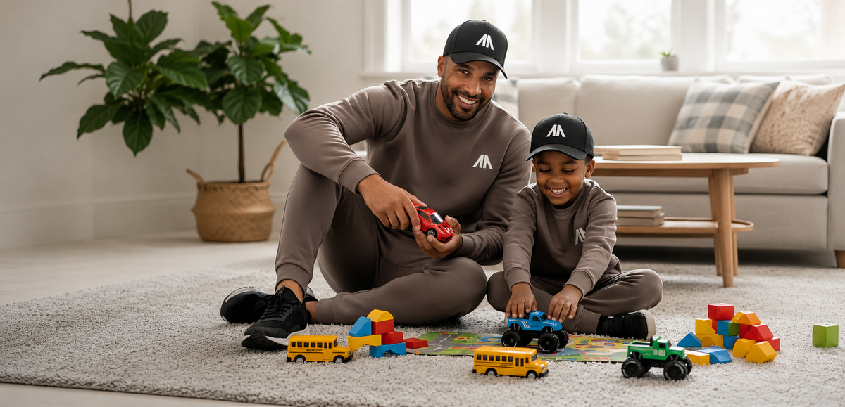 Vater und Sohn in passenden Affinia-Sets